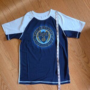 Philadelphia Union MLS soccer youth kids boys girls Rash Guard Swim Suit Top Sm